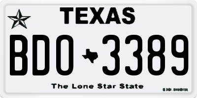 TX license plate BDO3389