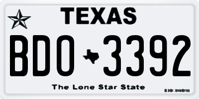 TX license plate BDO3392