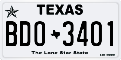 TX license plate BDO3401