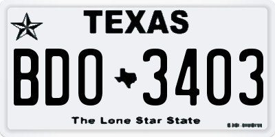 TX license plate BDO3403