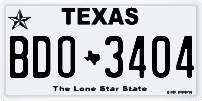 TX license plate BDO3404
