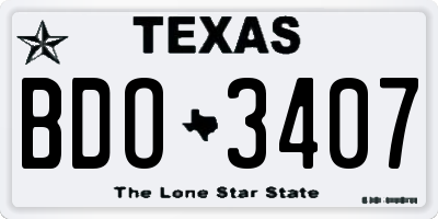 TX license plate BDO3407
