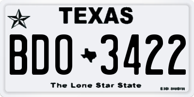 TX license plate BDO3422
