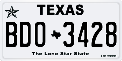 TX license plate BDO3428