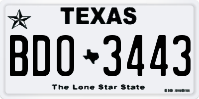 TX license plate BDO3443