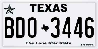 TX license plate BDO3446