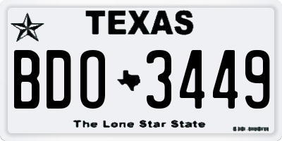 TX license plate BDO3449