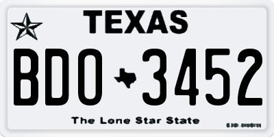 TX license plate BDO3452