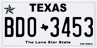 TX license plate BDO3453