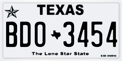 TX license plate BDO3454