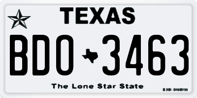 TX license plate BDO3463