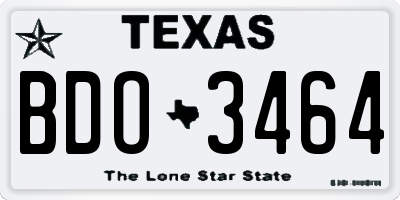 TX license plate BDO3464