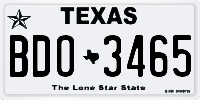 TX license plate BDO3465