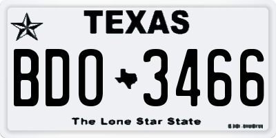 TX license plate BDO3466
