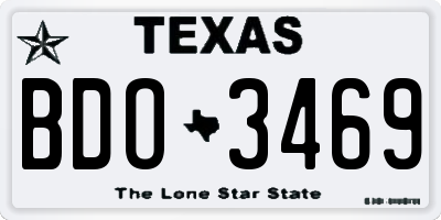 TX license plate BDO3469