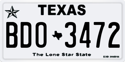 TX license plate BDO3472
