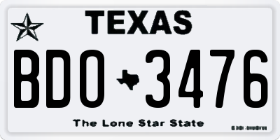 TX license plate BDO3476