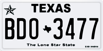 TX license plate BDO3477