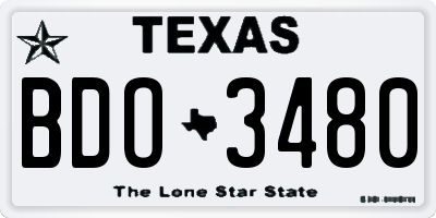 TX license plate BDO3480