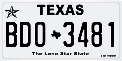 TX license plate BDO3481