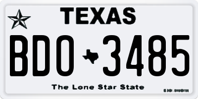 TX license plate BDO3485