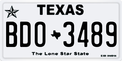 TX license plate BDO3489