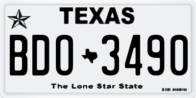 TX license plate BDO3490