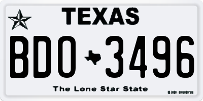 TX license plate BDO3496
