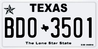 TX license plate BDO3501