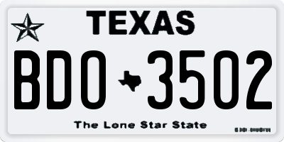 TX license plate BDO3502