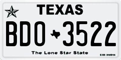 TX license plate BDO3522