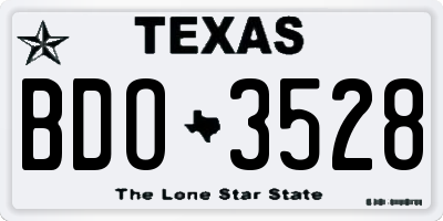 TX license plate BDO3528