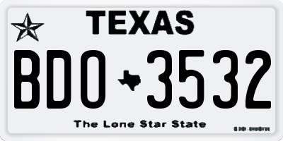 TX license plate BDO3532