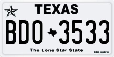 TX license plate BDO3533