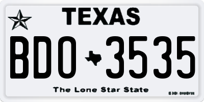TX license plate BDO3535