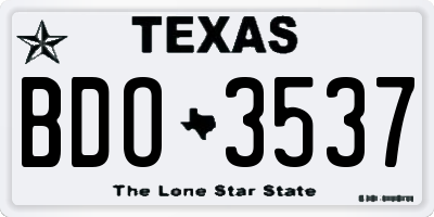 TX license plate BDO3537