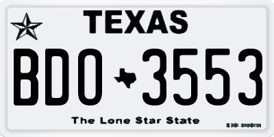 TX license plate BDO3553