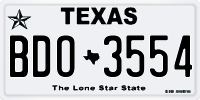 TX license plate BDO3554