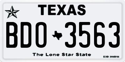 TX license plate BDO3563