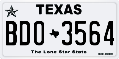 TX license plate BDO3564