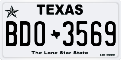 TX license plate BDO3569