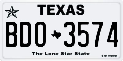 TX license plate BDO3574