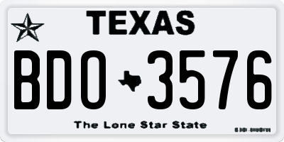 TX license plate BDO3576