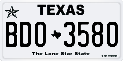 TX license plate BDO3580