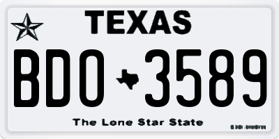 TX license plate BDO3589