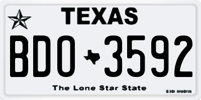 TX license plate BDO3592