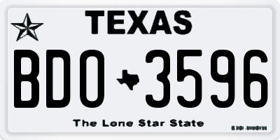 TX license plate BDO3596