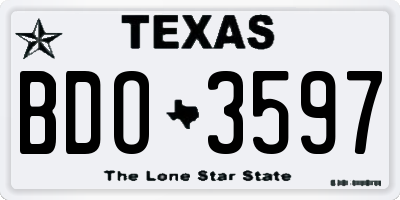 TX license plate BDO3597