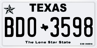 TX license plate BDO3598