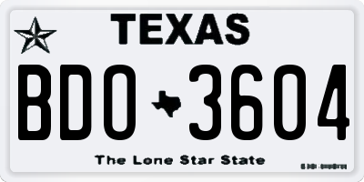 TX license plate BDO3604
